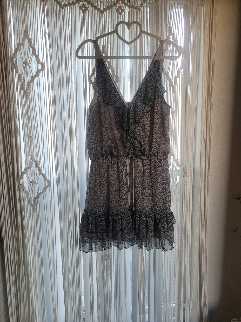 Sleeveless Black Floral Ruffle Summer Dress